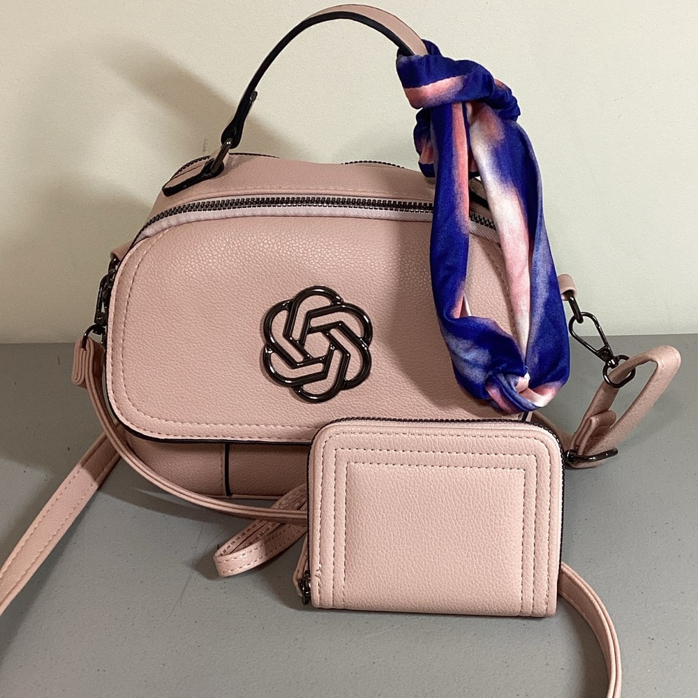 Women's Pink Crossbody Bag with Coin Pouch - Unbranded